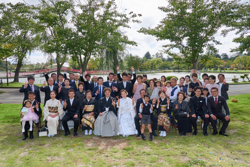 結婚式の全員写真